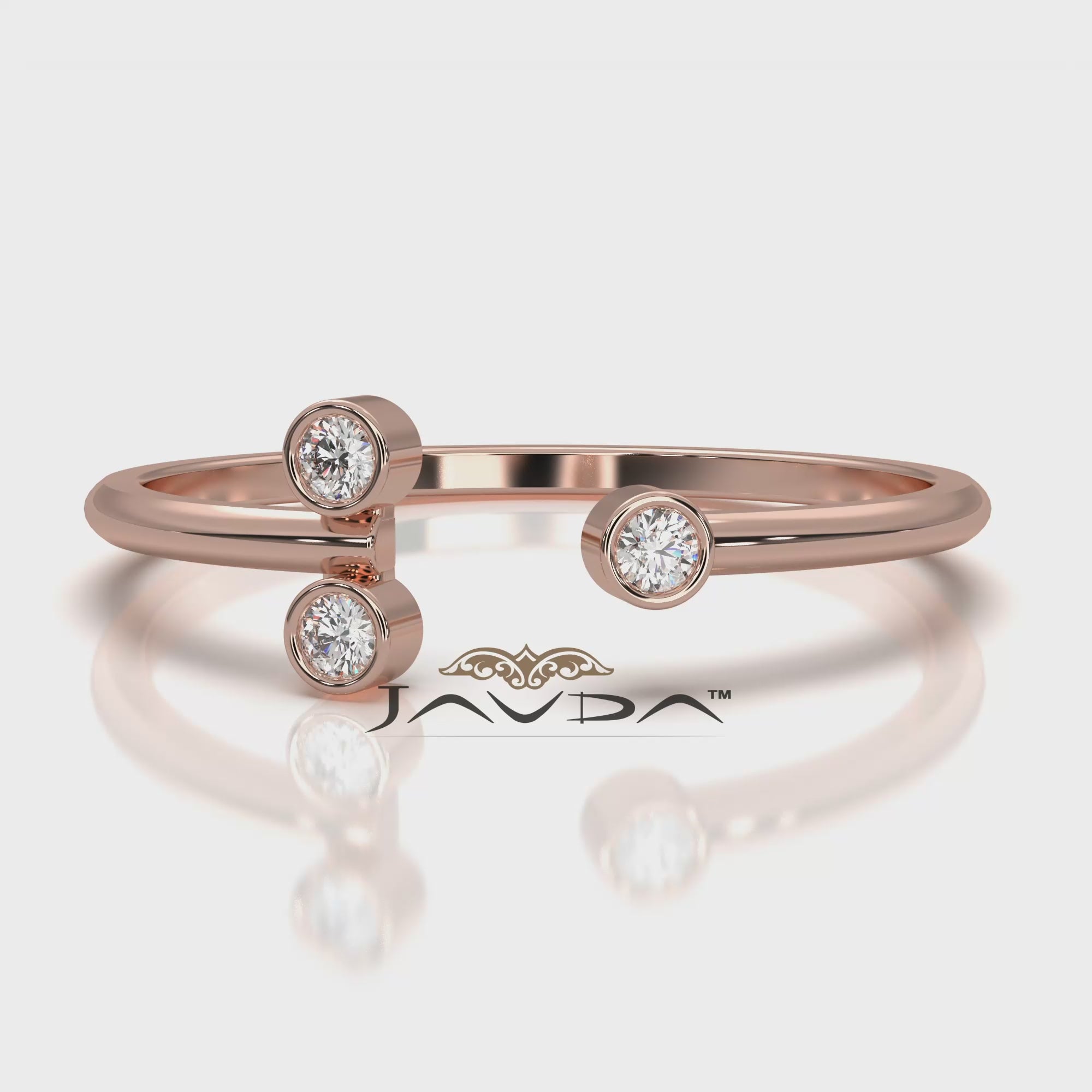 Alternating Open Cuff Round Lab Diamond Bezel Set Anniversary Ring 0.05ctw.